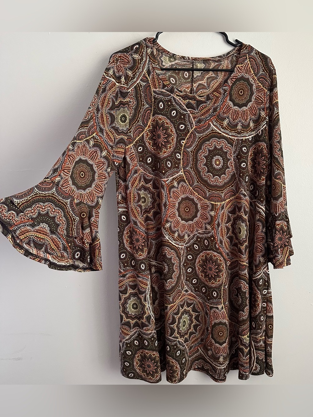 1xl Women's Boho Print Bell Sleeve mini Dress 1X / xxl tunic top